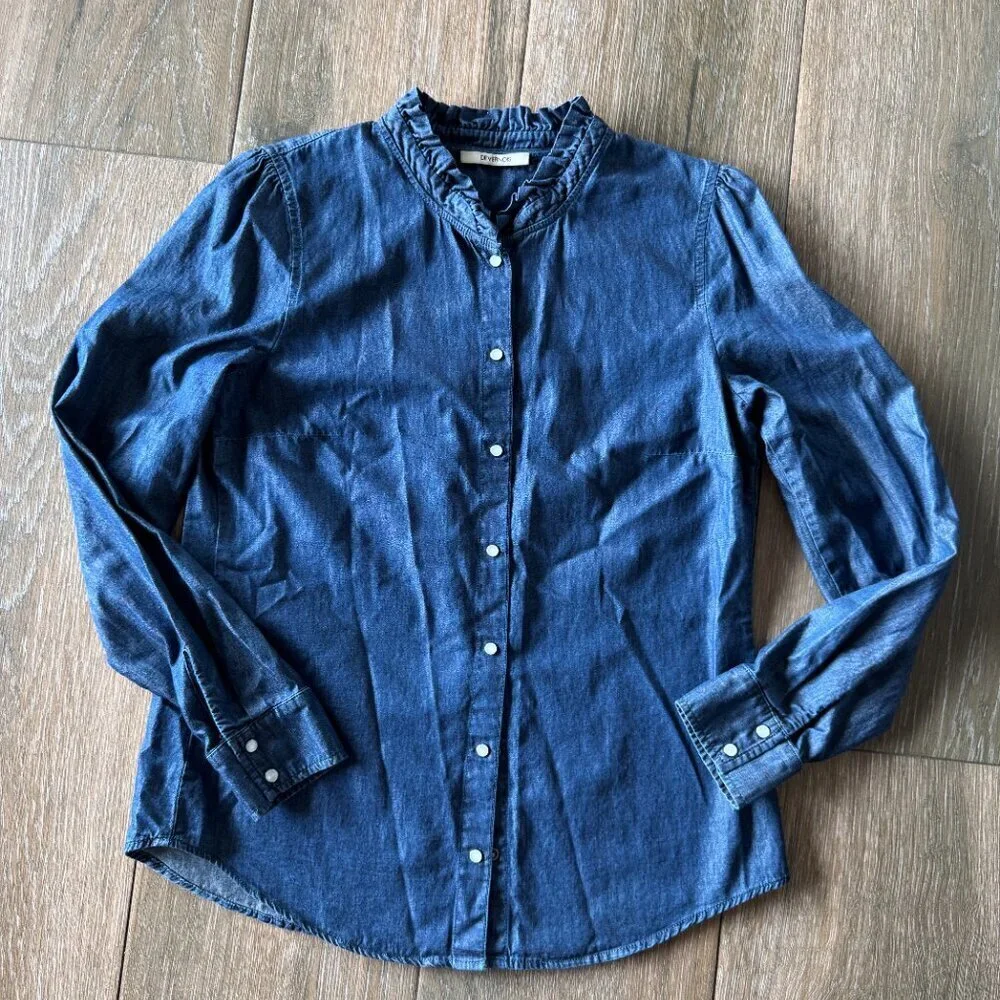 Devernois France women's long sleeve denim blouse size 36EU. US 6 - Picture 4 of 10